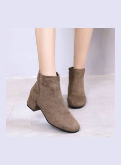 Mid Heel Ankle Boots Khaki