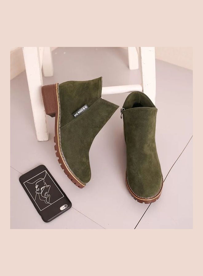 Low Heel Ankle Boots Green  - Image 3