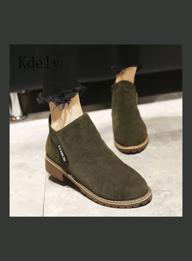 Low Heel Ankle Boots Green  - Image 4