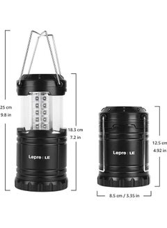 HomarKet 2-Pack Portable LED Camping Lantern Flashlights Survival Kit For Emergency Black/Silver 18x8.5x8.5cm  - Image 2