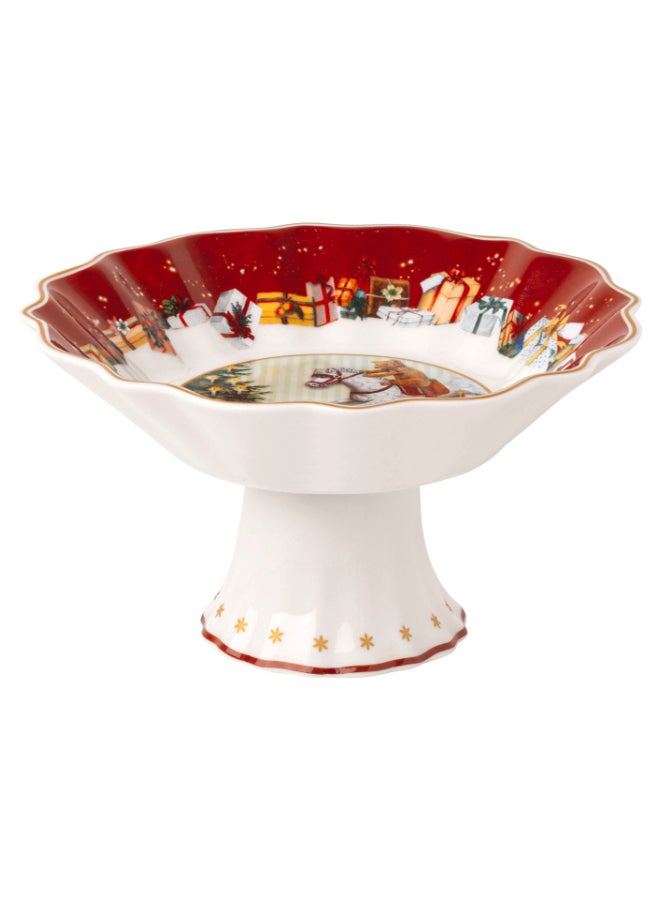 Christmas Theme Printed Footed Bowl Multicolour 9.76 x 7.13inch - v1637062008/N51885216A_1