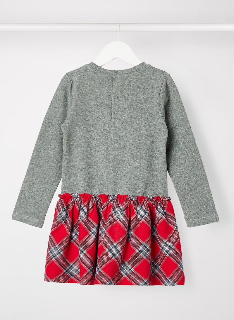 Babybol Baby Girls Graphic Print Dress Grey/Red  - Image 2