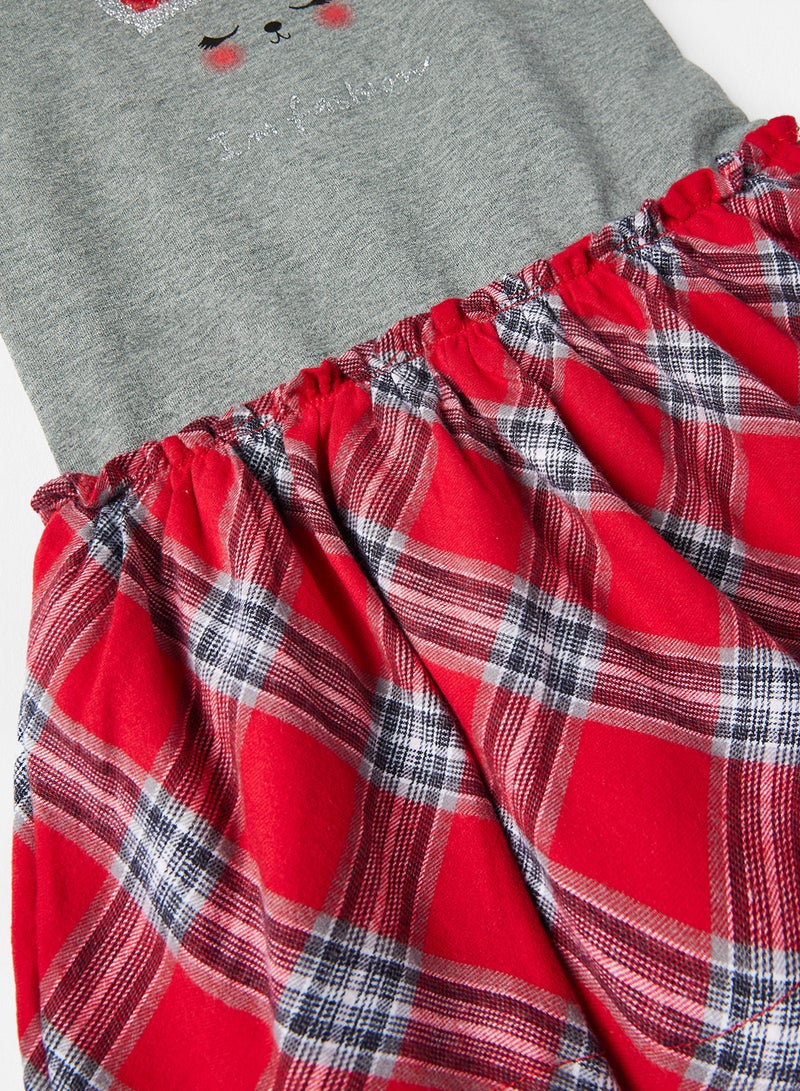 Babybol Baby Girls Graphic Print Dress Grey/Red  - Image 3