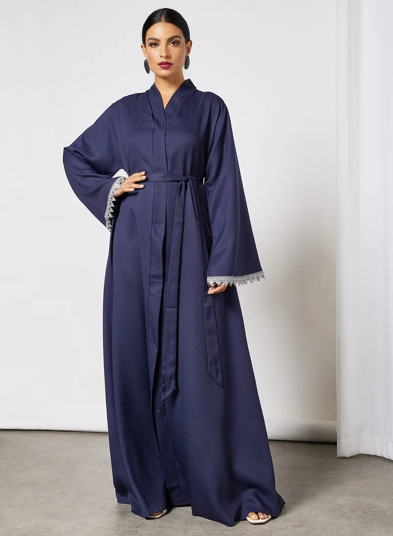 SIVVI for HANIYA Lace Sleeve Trim Abaya Blue