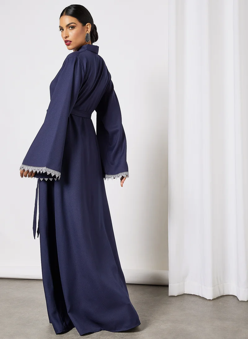 SIVVI for HANIYA Lace Sleeve Trim Abaya Blue