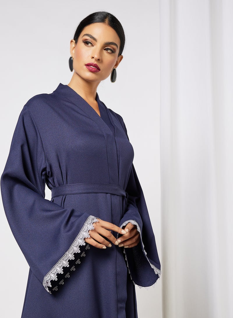 SIVVI for HANIYA - Lace Sleeve Trim Abaya Blue - Image 1