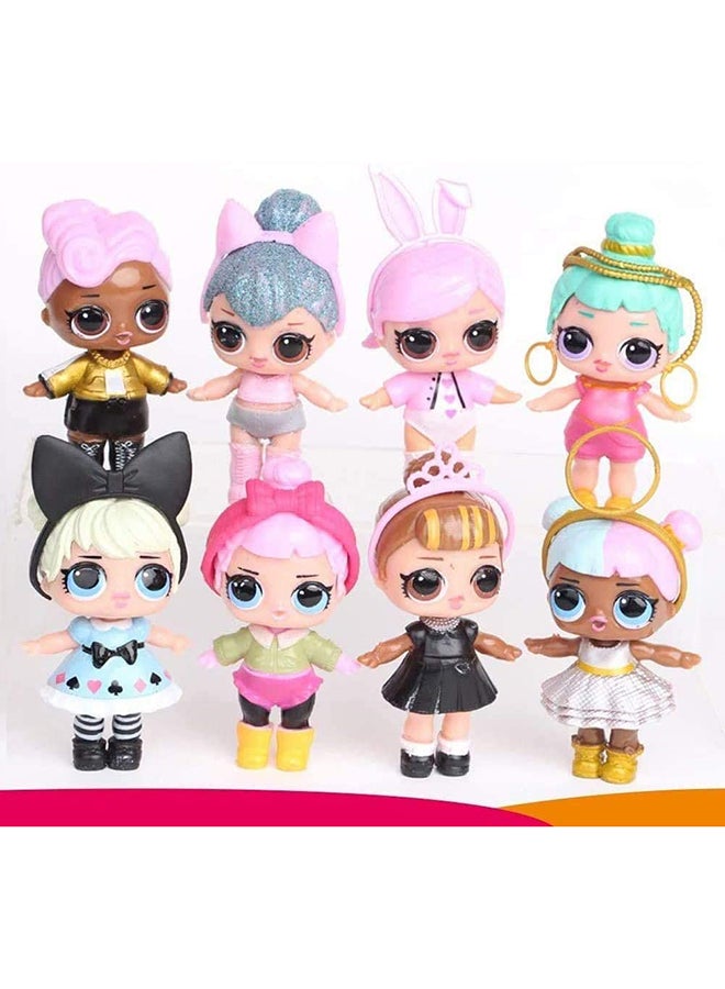 GObuy - 8-Piece Lol Sparkly Baby Highly Detailed Pvc Doll Set For Kids, Multicolour 21.6x15.5x6.3cm - Image 1