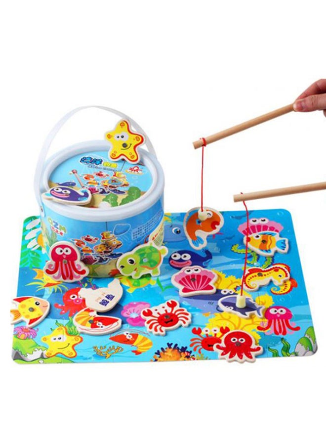 null - Wooden Magnetic Double Pole Fun Fishing Play Educational Toy For Kids - Image 1