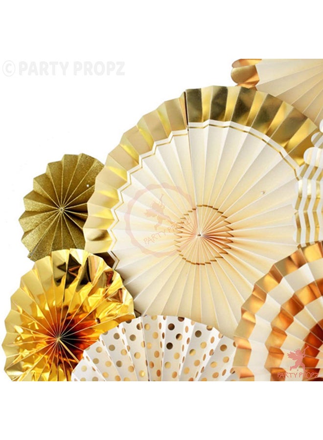 8-Piece Party Wall Decoration Premium Quality Rich Design Hanging Paper Fans Set