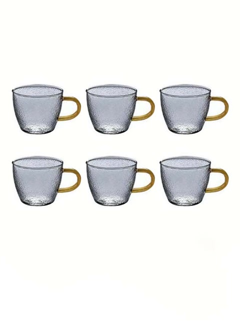 6-Piece Borosilicate Glass Tea Cup Clear/Gold