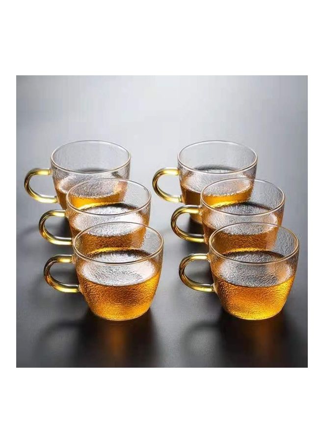 أكواب شاي من زجاج البوروسيليكات من 6 قطع شفاف/ ذهبي - Image 2