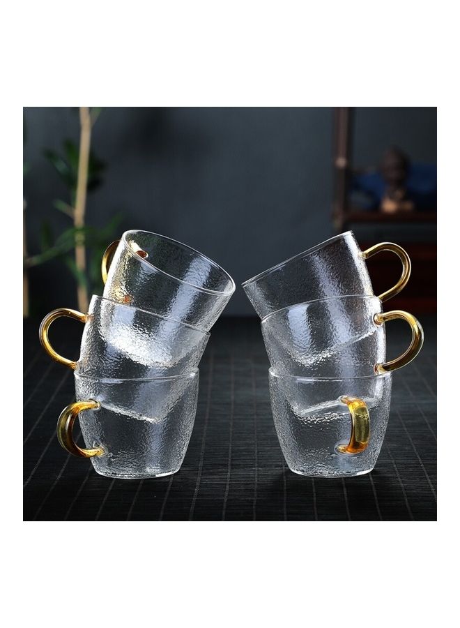أكواب شاي من زجاج البوروسيليكات من 6 قطع شفاف/ ذهبي - Image 3