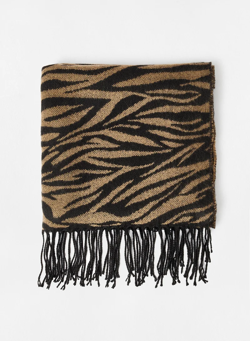 ONLY Zebra Print Scarf Brown/Black