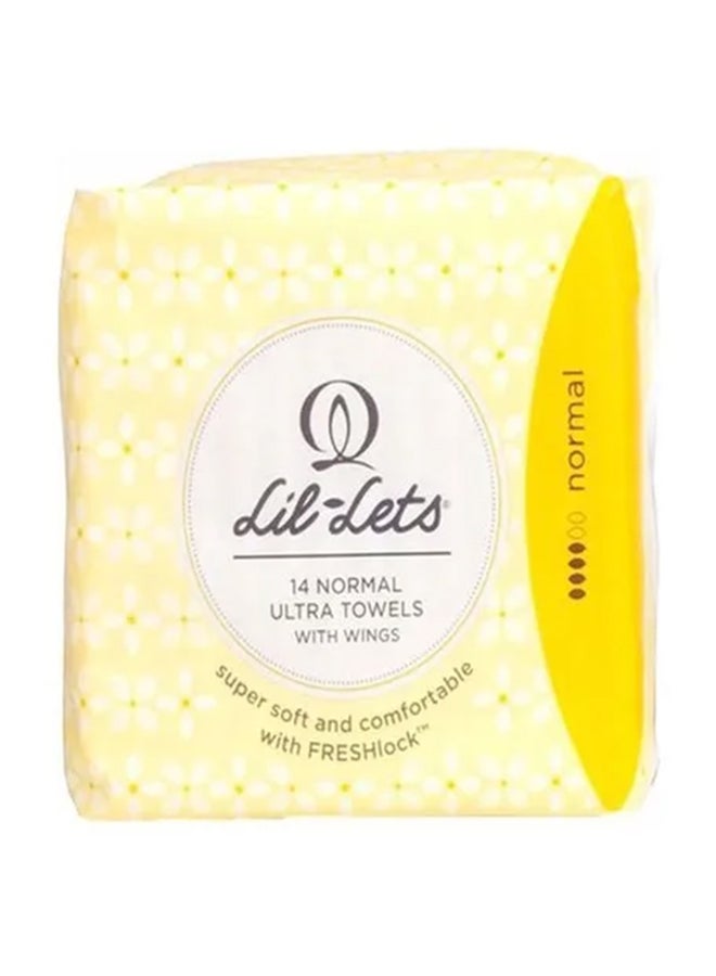 Lil-Lets 14 Normal Ultra Towels With Wings White 10cm