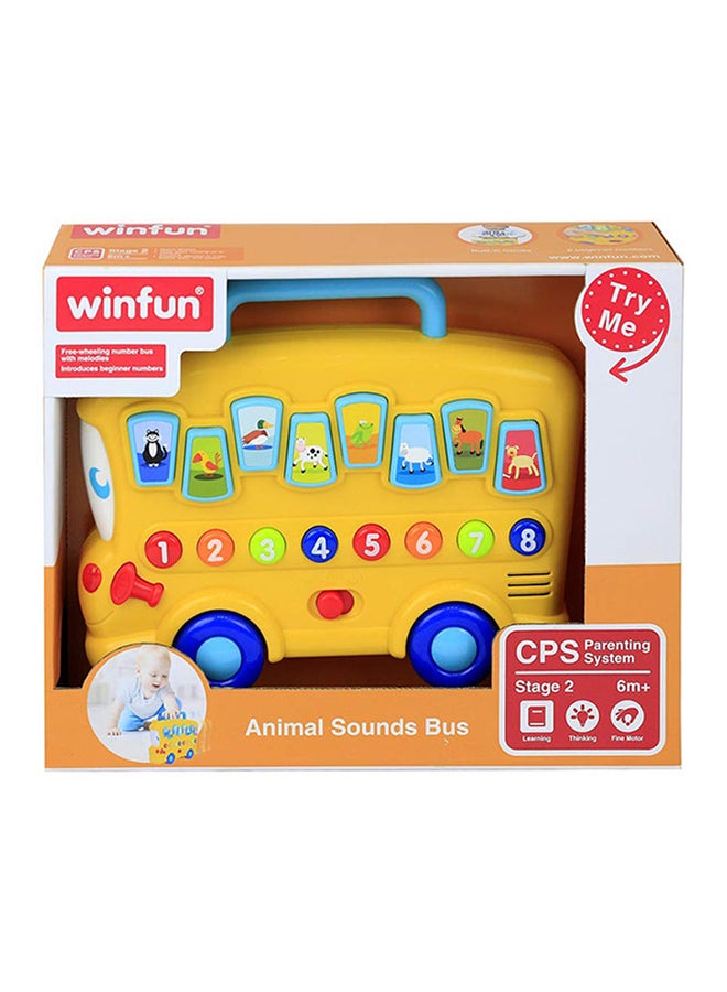 WinFun Animal Sounds Bus Free Wheeling Friendly With Flashing Light Early Education Toy For Kids  - Image 1