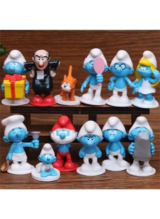 مجموعة مجسمات شخصيات الأكشن من فيلم Cute Smurfs مكونة من 12 قطعة متينة وقوية ومتعددة الألوان 10x5x5سم - view 3