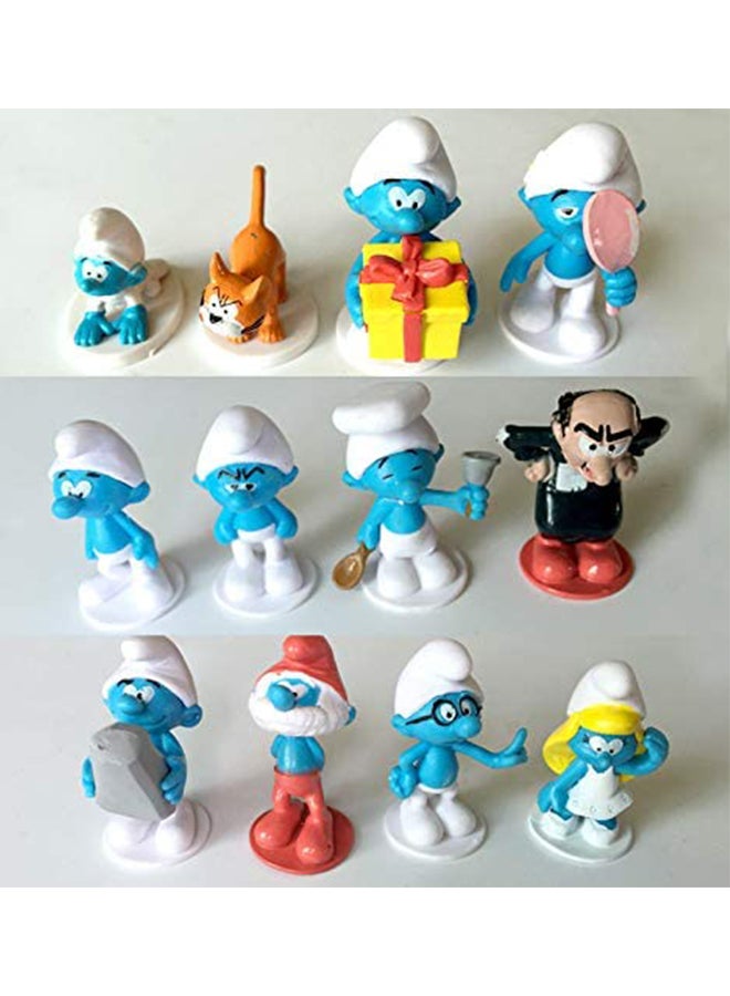 MissTiara - 12-Piece Cute Smurfs Action Figure Set Sturdy And Durable Multicolored 10x5x5cm - Image 1