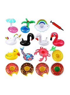 16-Piece Inflatable Multicolour Swim Floats Cup Holder Set For Swimming Pool 25cm - v1637070757/N37767031A_1