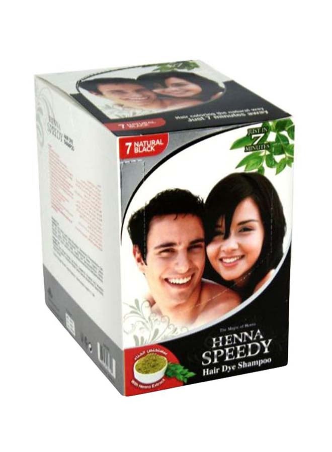 Henna Speedy Hair Dye Shampoo Natural Black 12 x 30ml  - Image 1