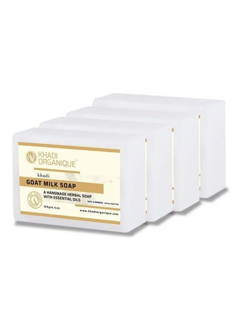مجموعة صابون بحليب الماعز مكونة من 4 قطع لون أبيض 500جرام