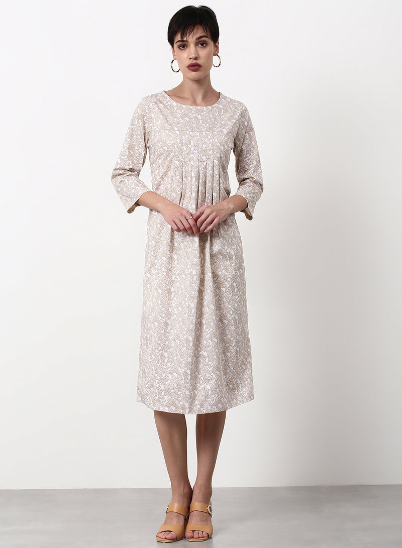 ABOF Regular Fit Casual Dress Beige  - Image 1