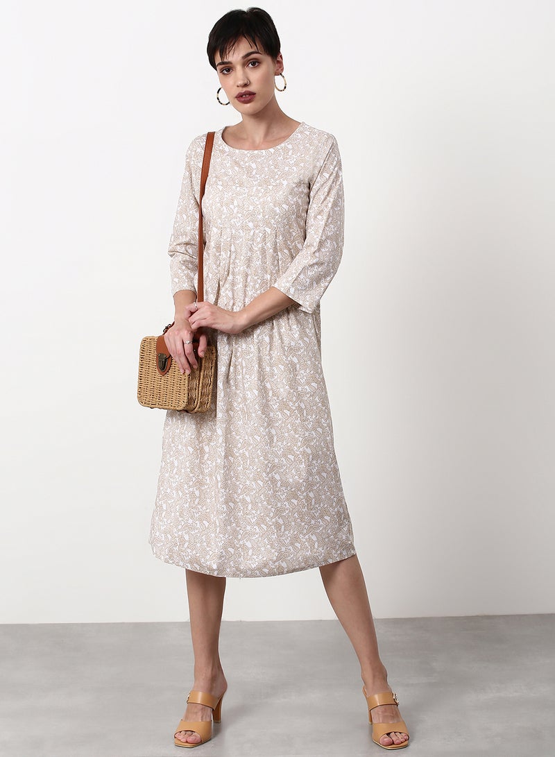 ABOF Regular Fit Casual Dress Beige  - Image 3