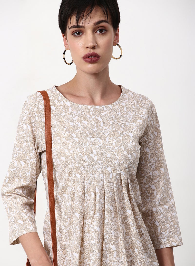 ABOF Regular Fit Casual Dress Beige  - Image 4