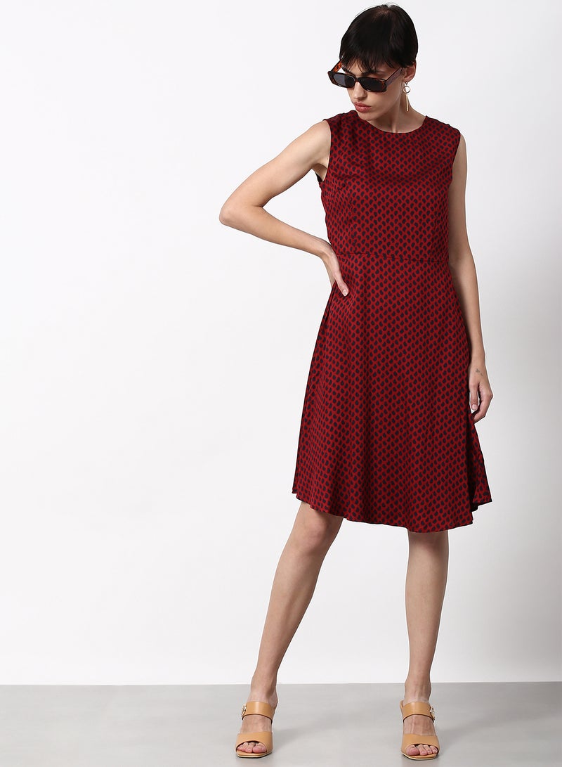 ABOF Regular Fit Casual Dress Maroon  - Image 3
