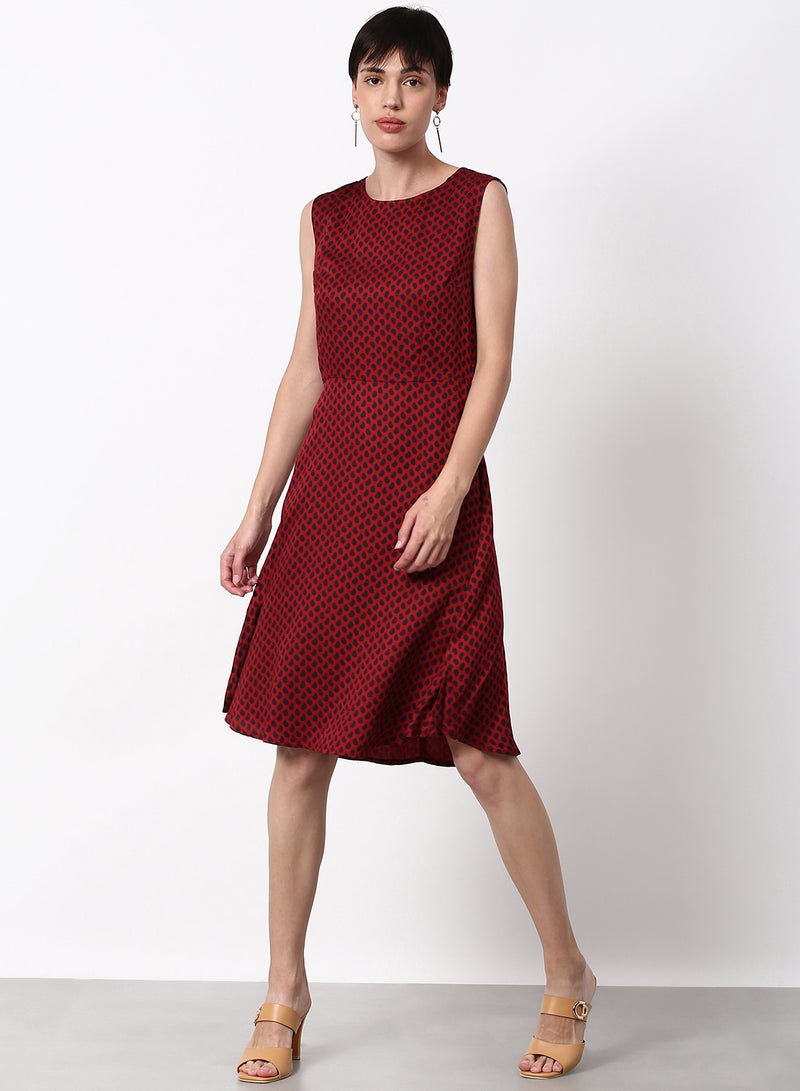ABOF Regular Fit Casual Dress Maroon  - Image 1