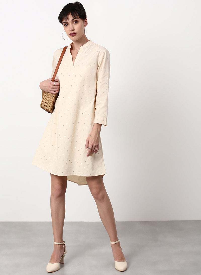 ABOF Regular Fit Casual Dress Beige  - Image 3