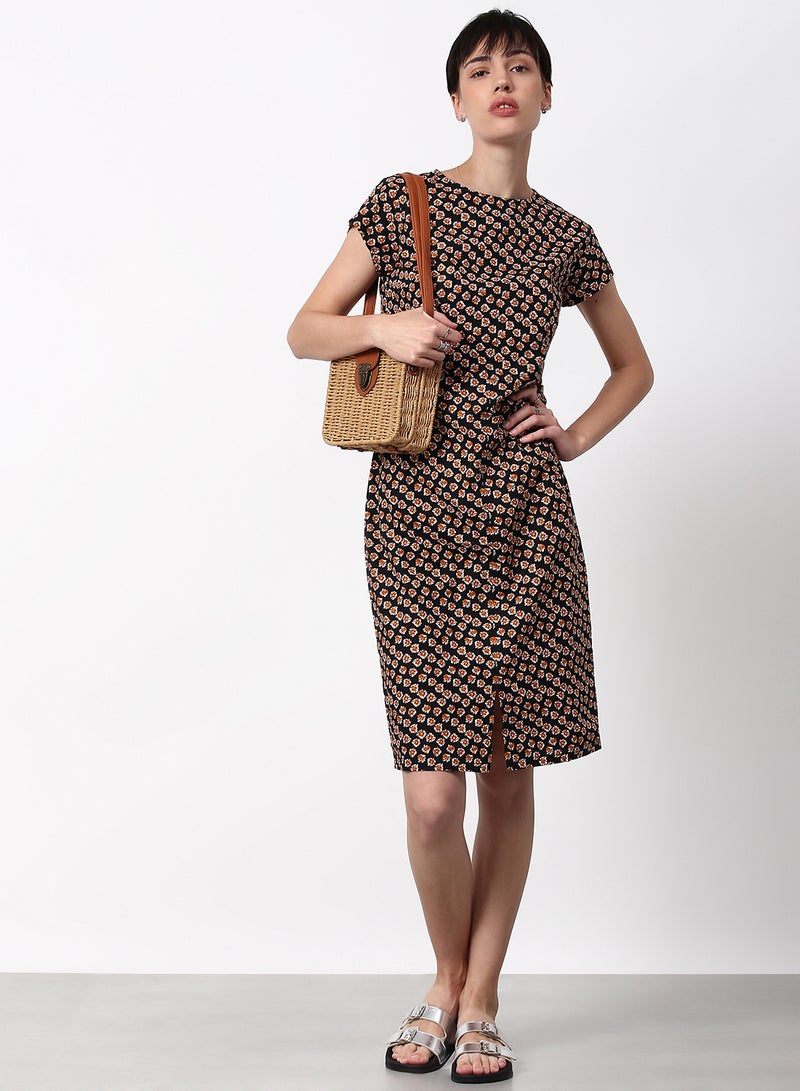 ABOF Boxy Fit Casual Dress Brown  - Image 3