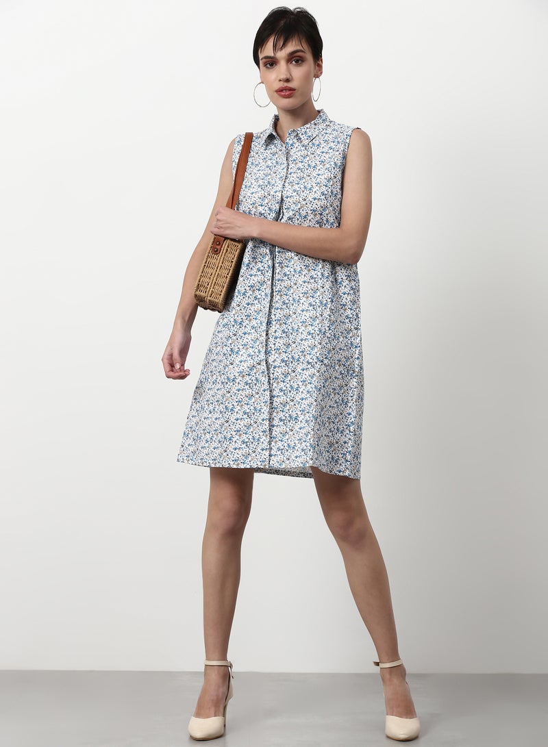 ABOF Regular Fit Casual Dress Blue  - Image 3