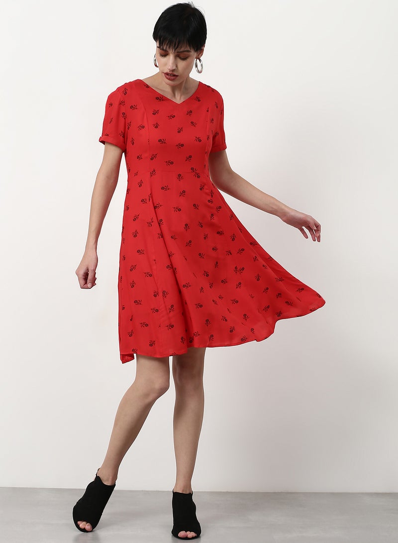 ABOF Regular Fit Casual Dress Red  - Image 1