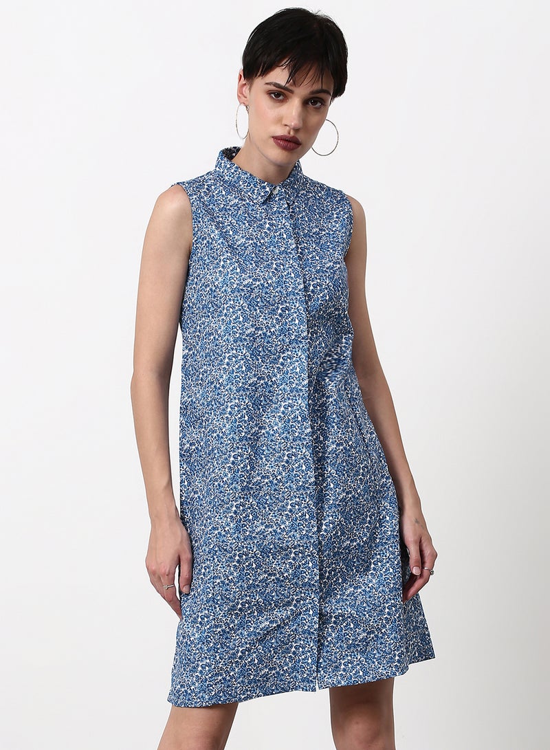 ABOF Regular Fit Casual Dress Blue  - Image 1