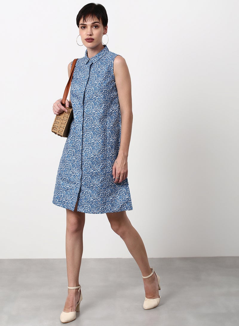 ABOF Regular Fit Casual Dress Blue  - Image 3