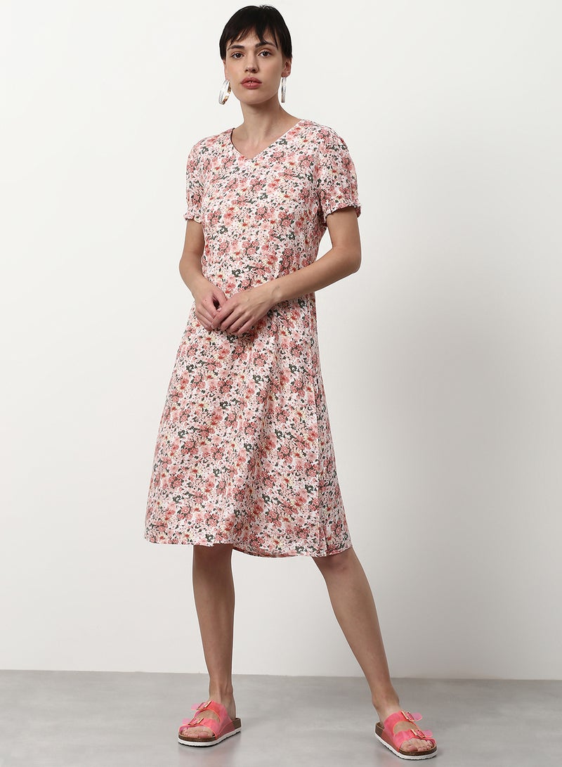 ABOF Regular Fit Casual Dress Peach  - Image 1