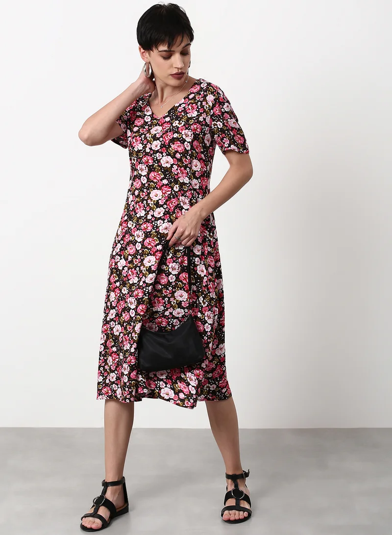 ABOF Regular Fit Casual Dress Multicolour