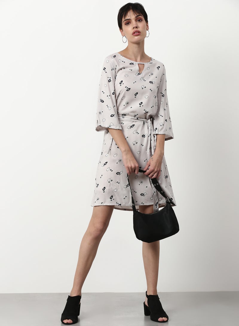 ABOF Regular Fit Casual Dress Beige - Image 3