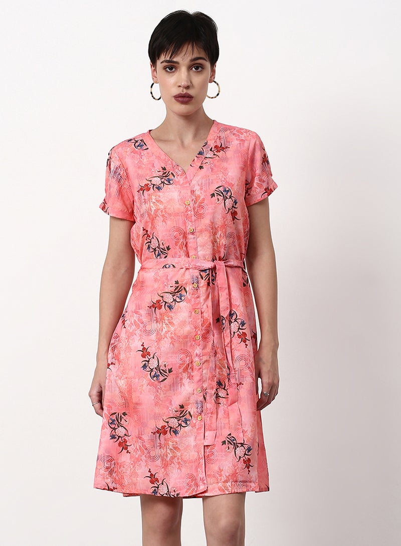 ABOF Regular Fit Casual Dress Pink  - Image 1