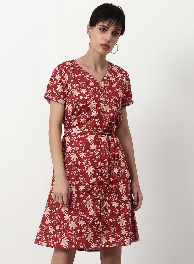 ABOF Regular Fit Casual Dress Rust - Image 1