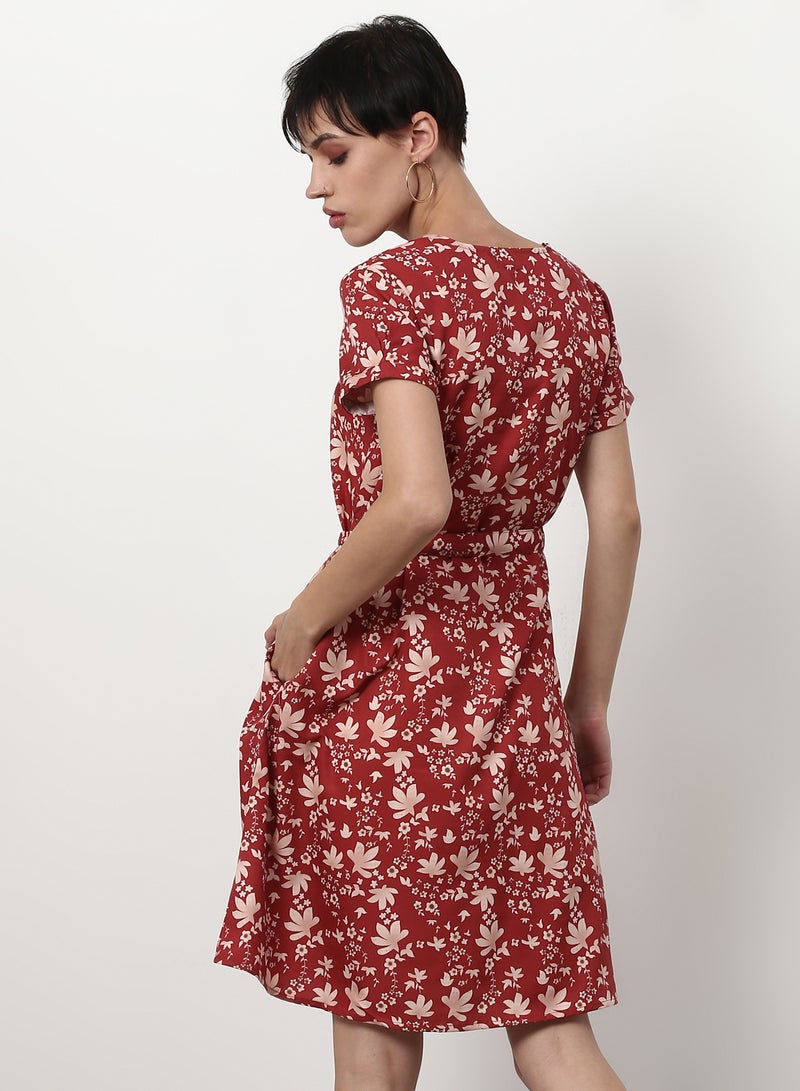 ABOF Regular Fit Casual Dress Rust - Image 2
