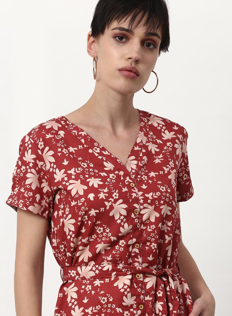 ABOF Regular Fit Casual Dress Rust - Image 4