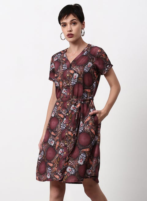 Regular Fit Casual Dress Brown