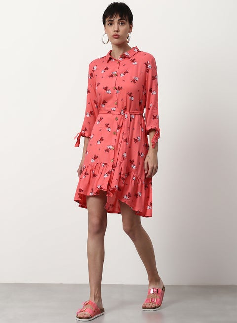 Regular Fit Casual Dress Pink