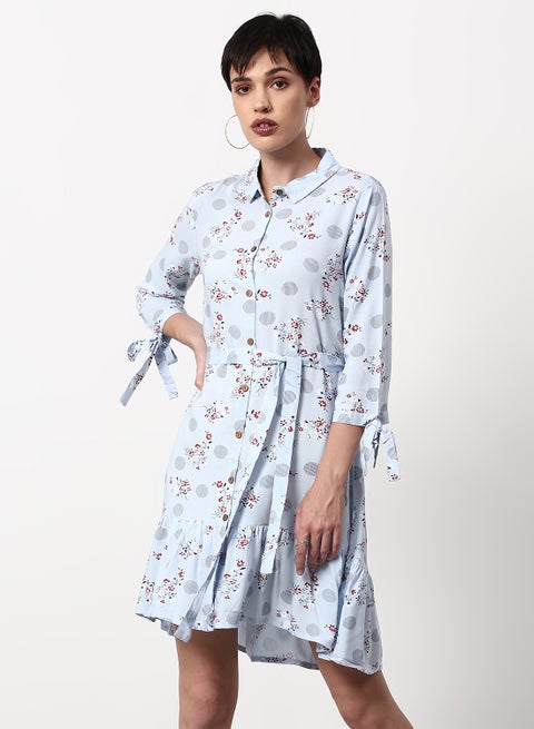 Regular Fit Casual Dress Light Blue