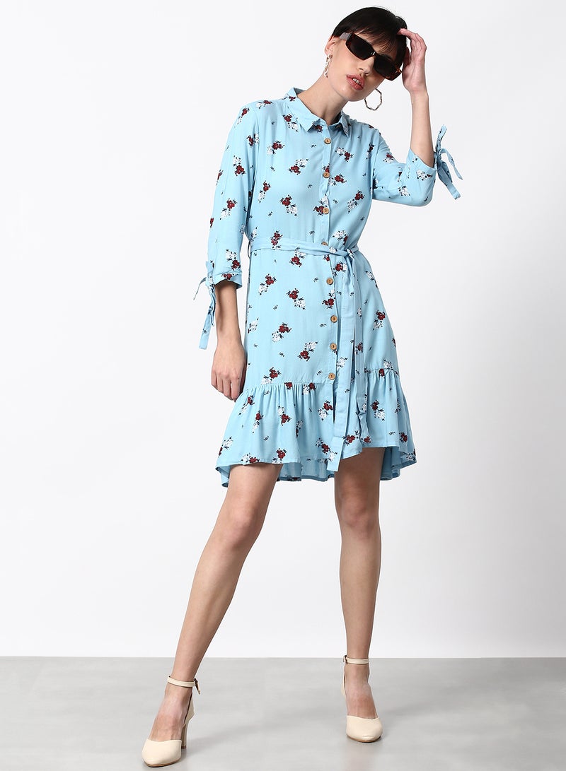 ABOF Regular Fit Casual Dress Light Blue  - Image 3