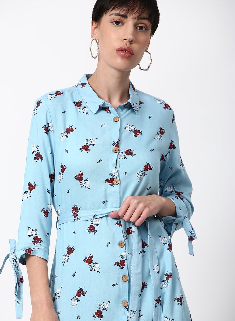 ABOF Regular Fit Casual Dress Light Blue  - Image 4