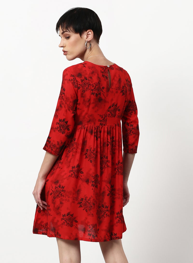 Regular Fit Casual Dress Red