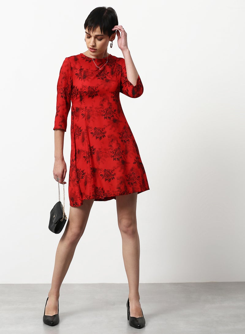 Regular Fit Casual Dress Red