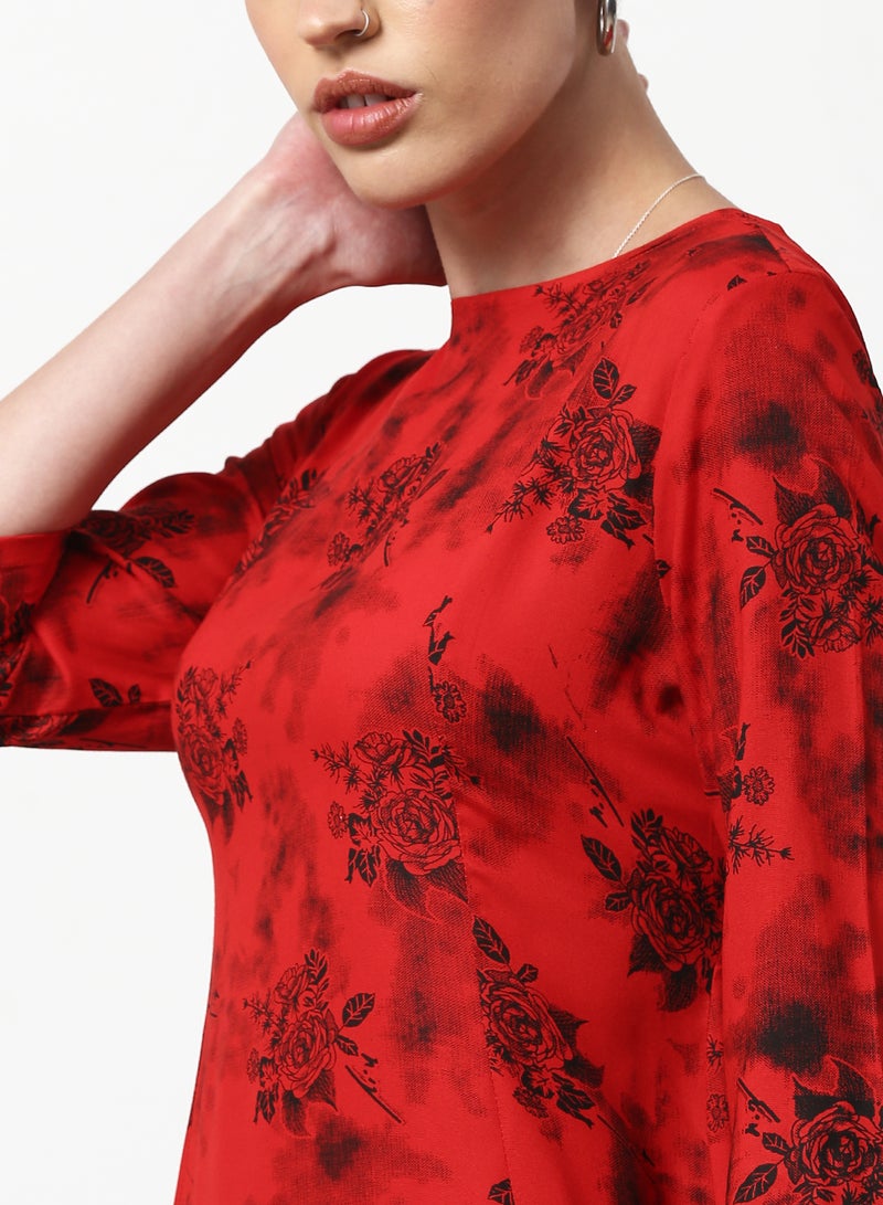 Regular Fit Casual Dress Red